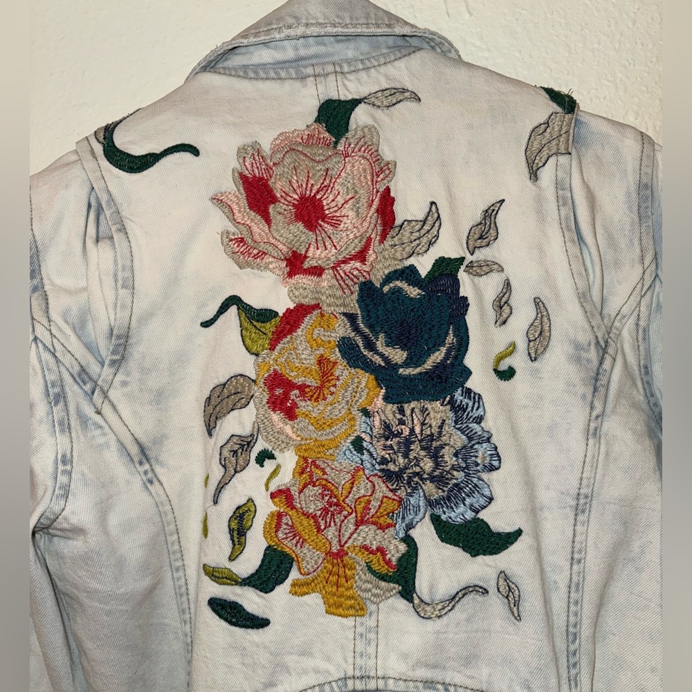 Retro Flower Patch Denim Jacket - image 4